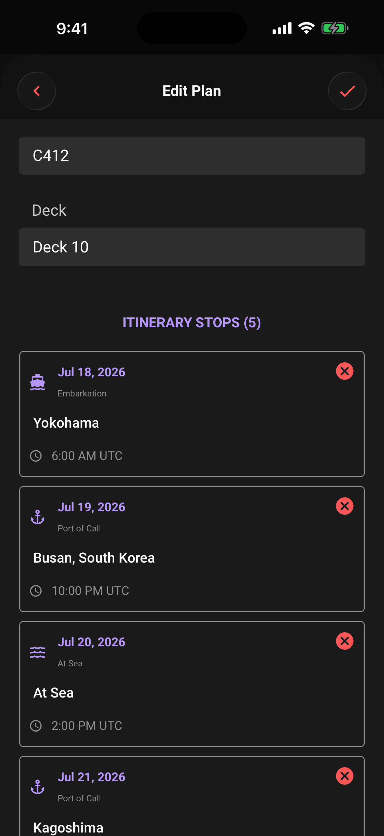 The port stops editor: stops sort by date and renumber themselves