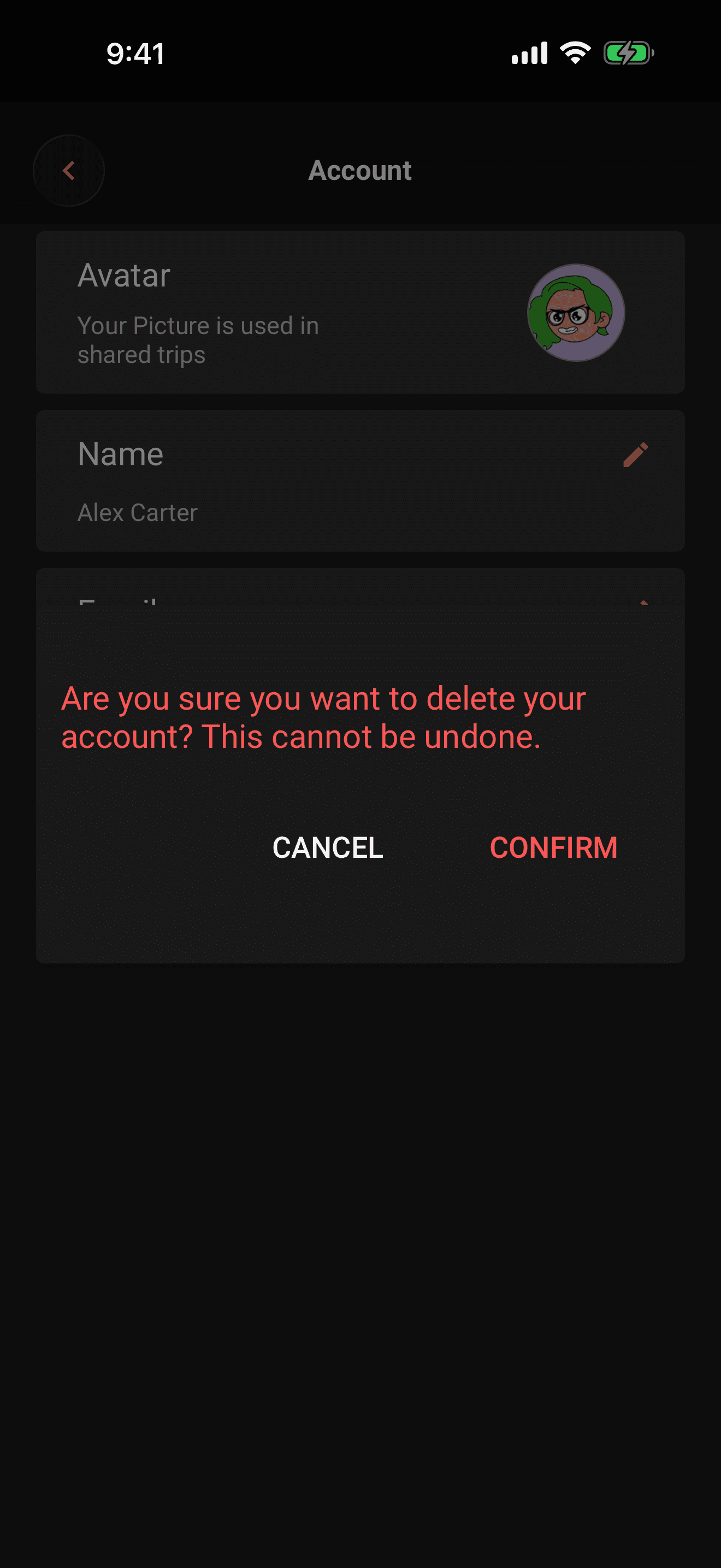 The confirmation: Confirm is final