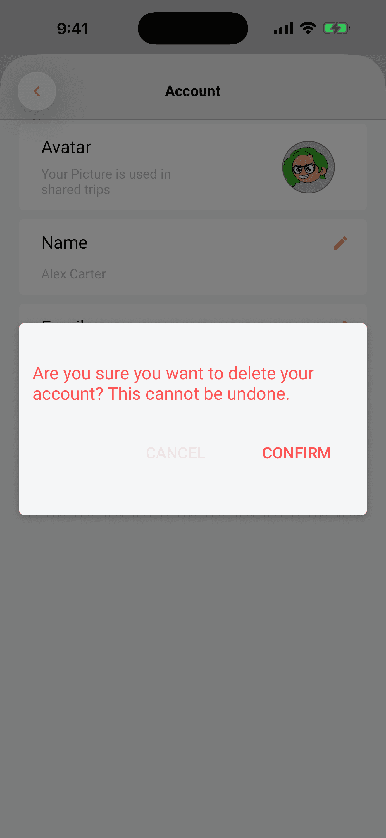The confirmation: Confirm is final