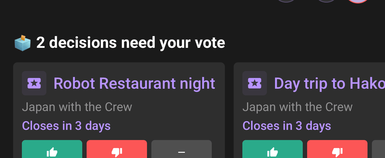 A decision card: vote without leaving Home