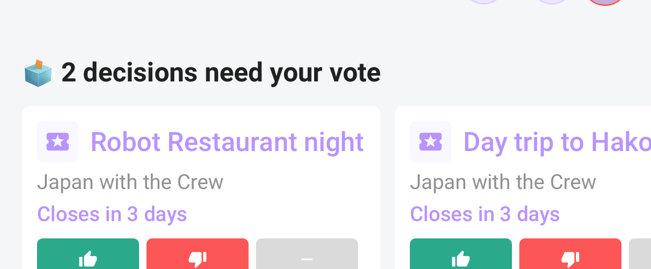 A decision card: vote without leaving Home