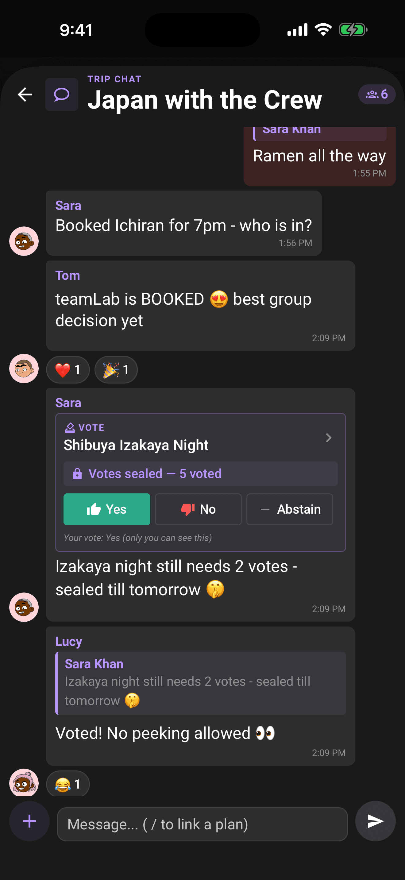 An open ballot in the stream: live tally and vote buttons