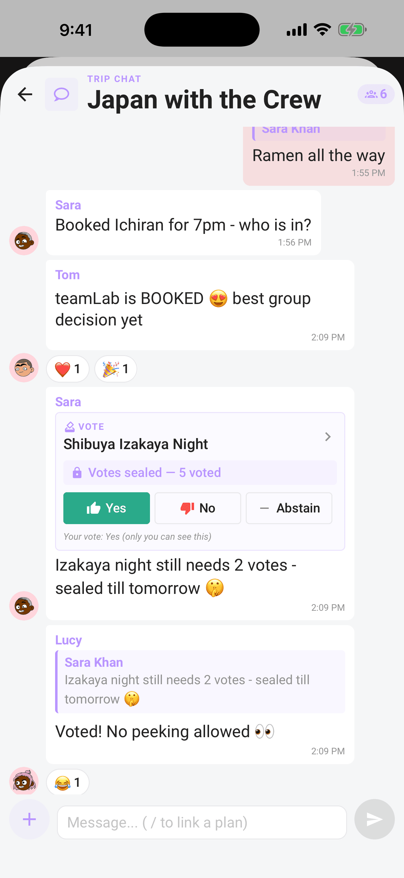 An open ballot in the stream: live tally and vote buttons