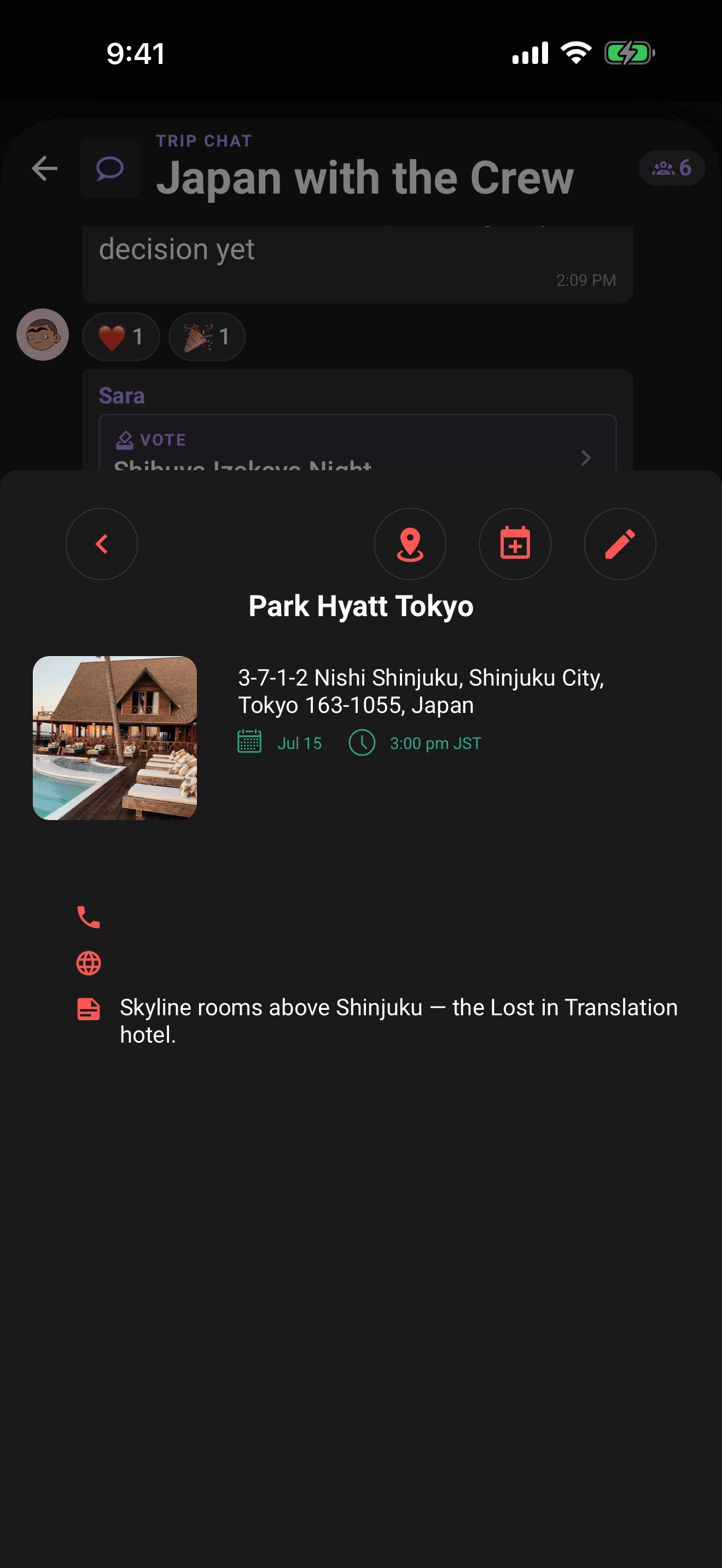 Plan details opening as a sheet over the chat