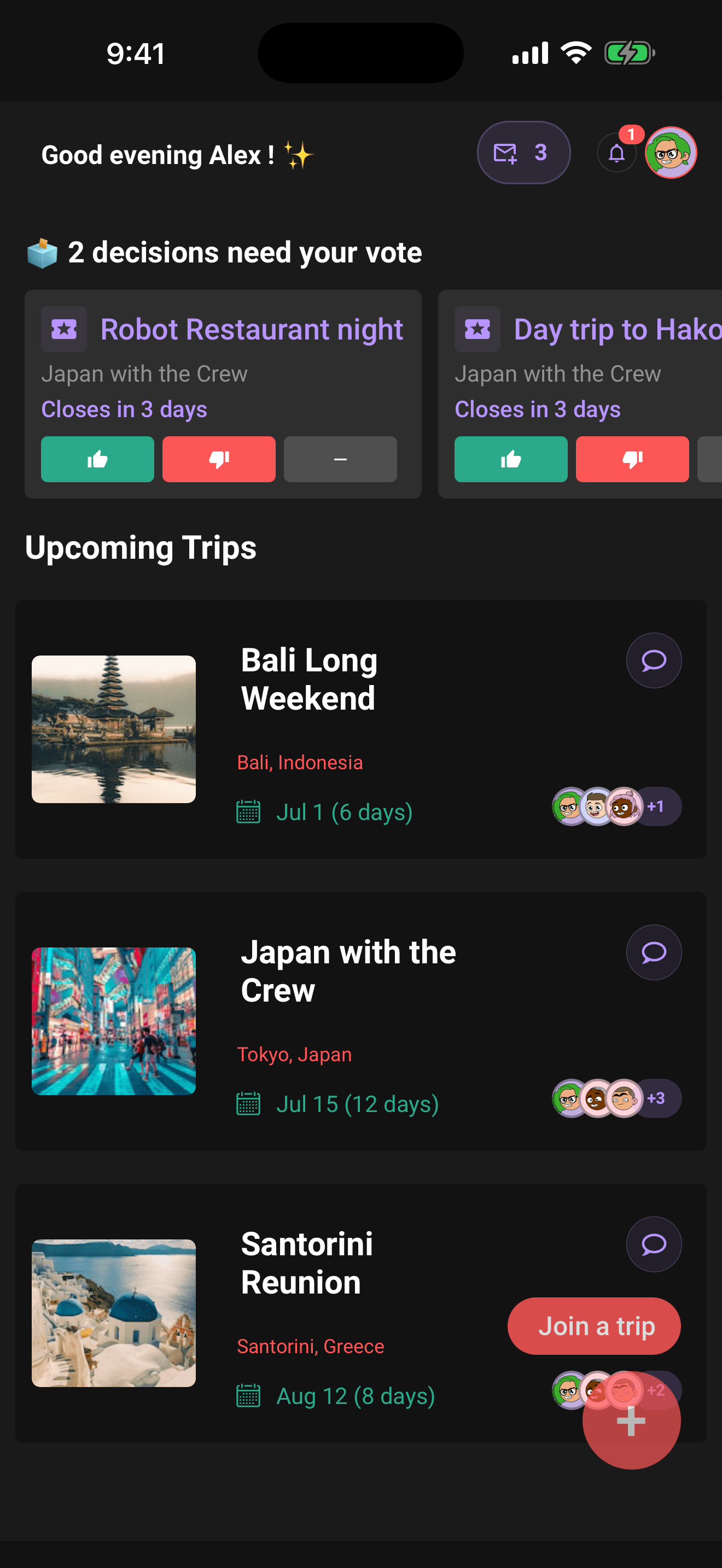 The bell on Home with its unread badge