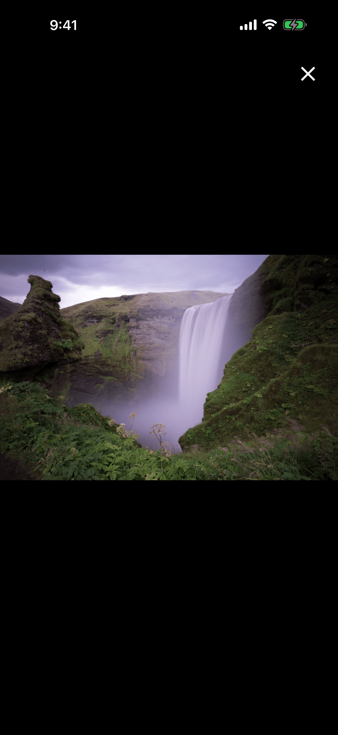 The full-screen photo viewer, tap the X to return to the chat