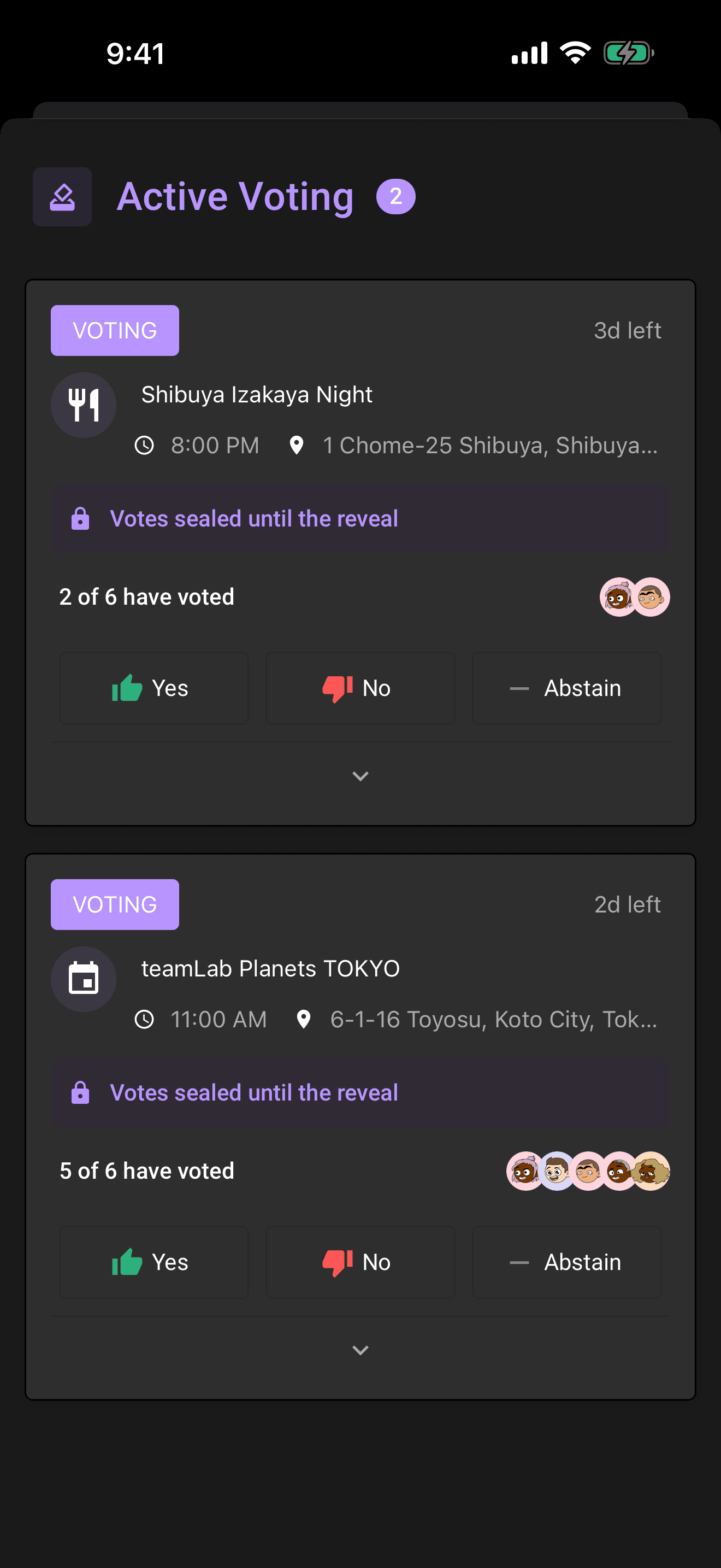 A sealed ballot: you can see who has voted, never how