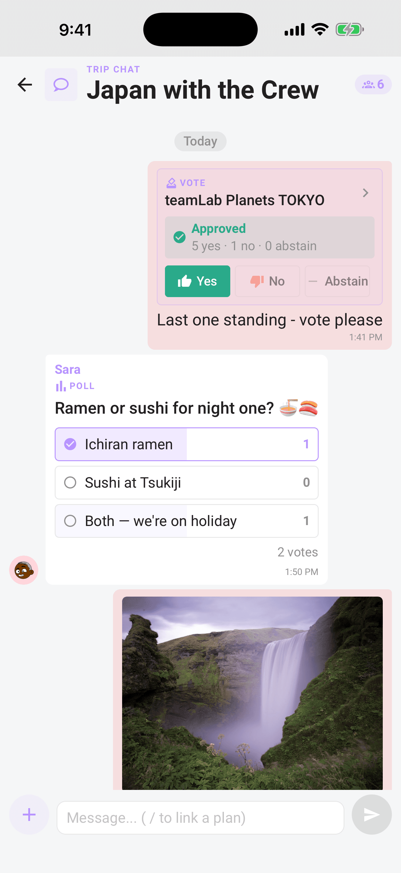 A live poll: bars fill in as the crew votes