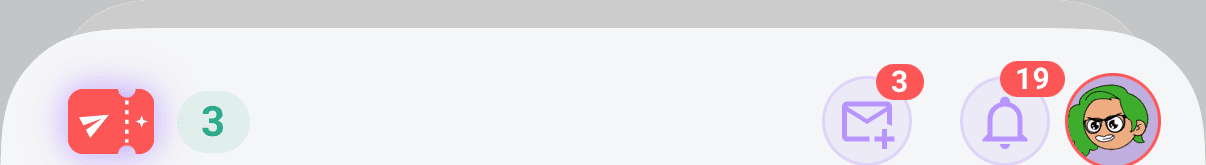 The passes ticket in the top bar — your live pass count lives right here