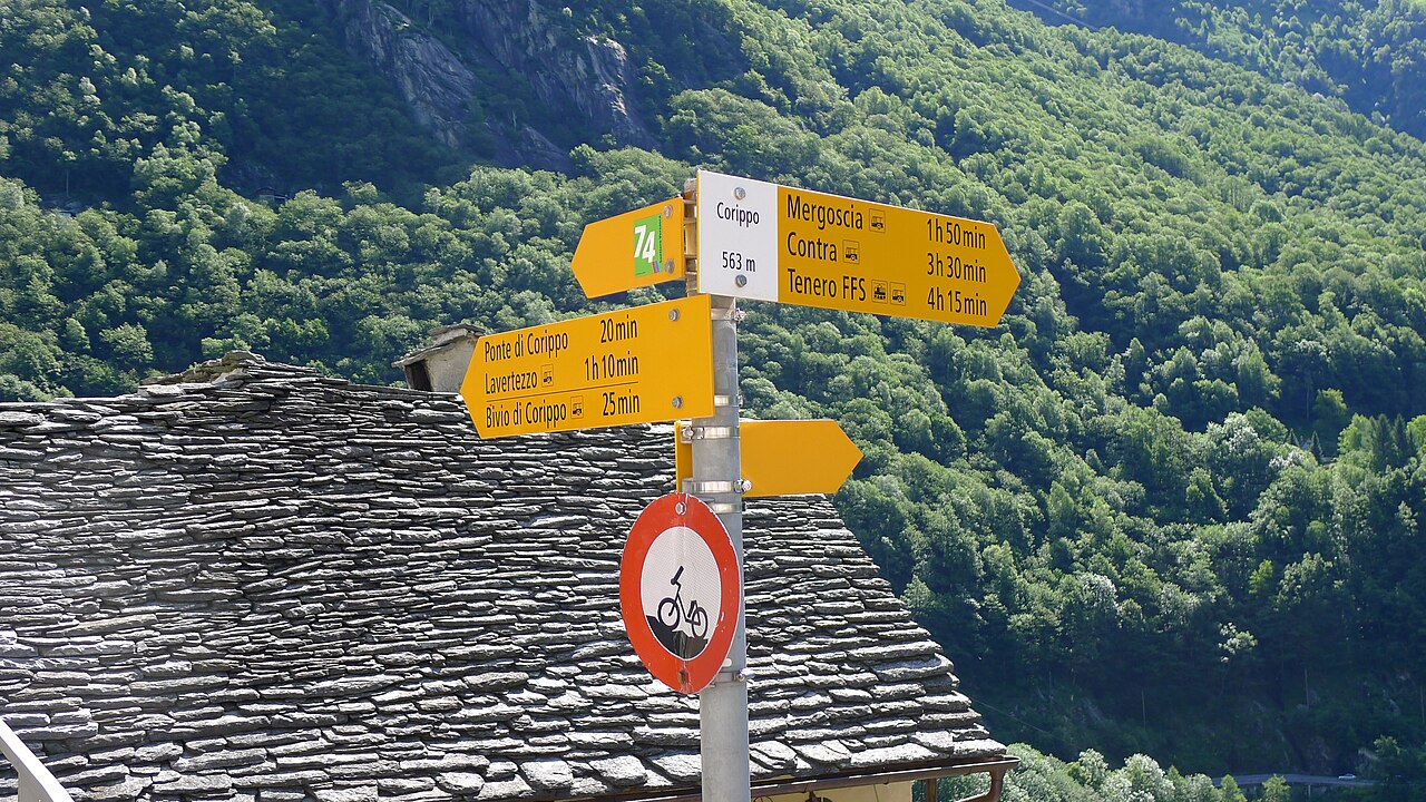 Corippo, Hiking Signpost
