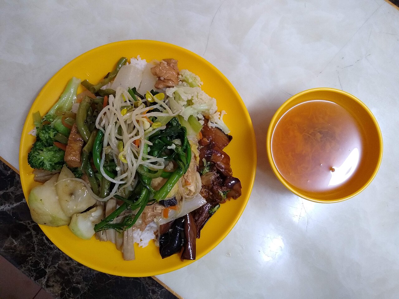 Food at a vegetarian restaurant in Guangzhou