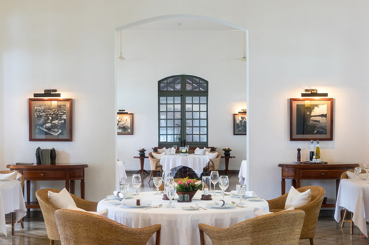 Restaurant table at Amantaka luxury Resort & Hotel in Luang Prabang Laos