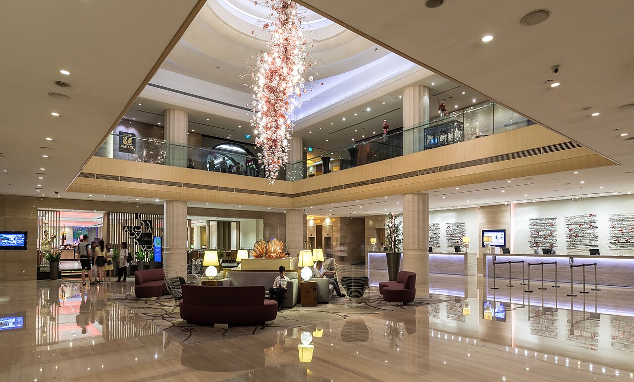 Entrance lounge and reception desks of the Carlton Hotel Downtown Core Singapore