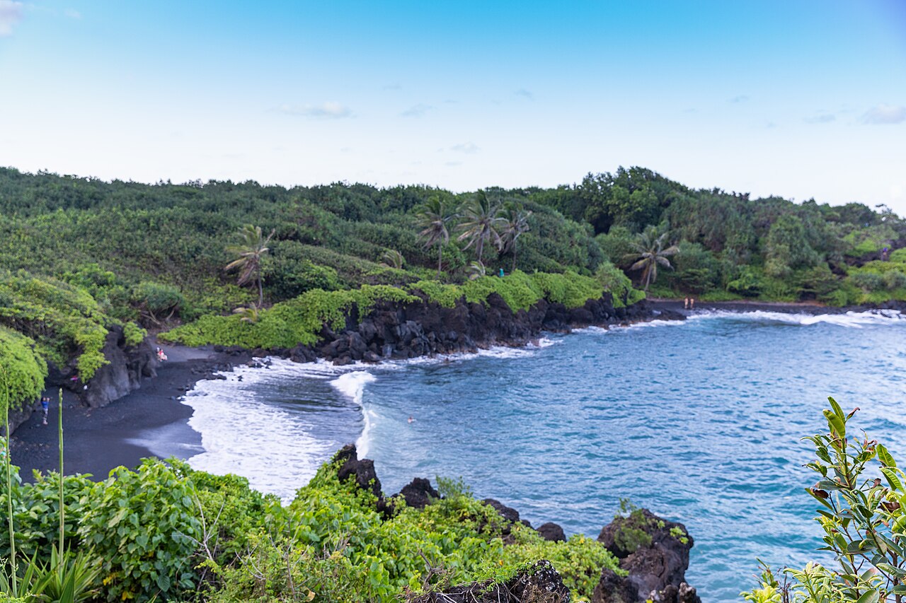 Waianapanapa black sand beach Maui Hawaii