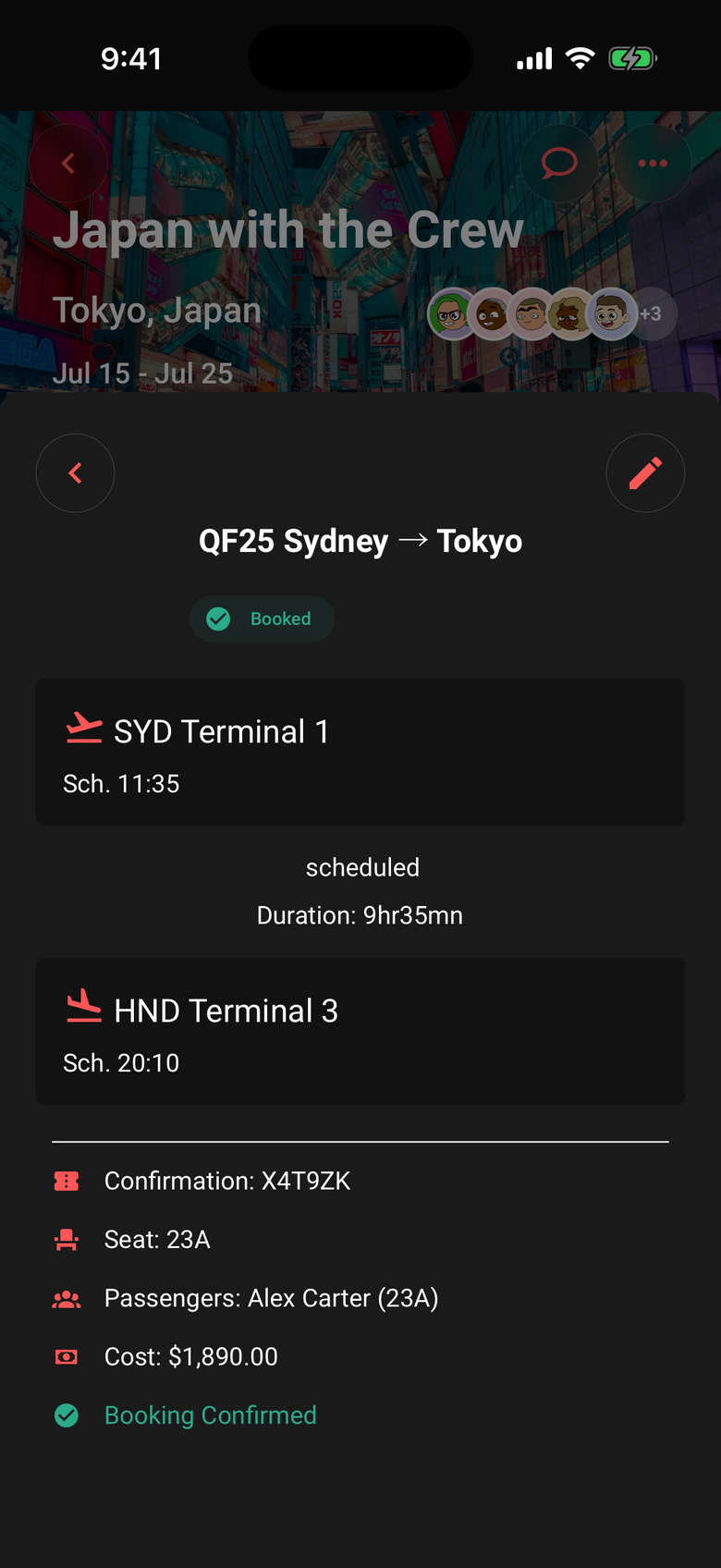 Limbo: Flight tracking (dark theme)
