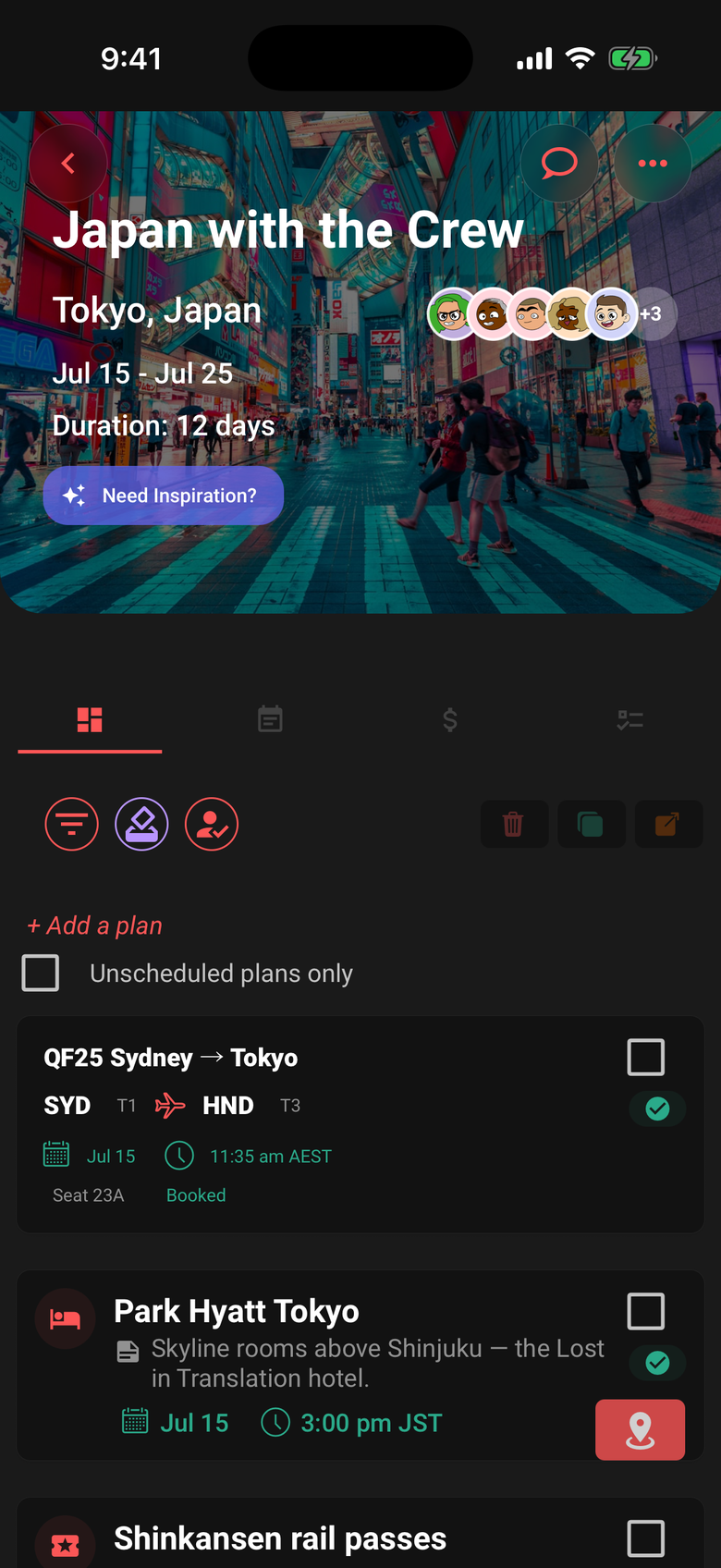 Limbo: Itinerary (dark theme)