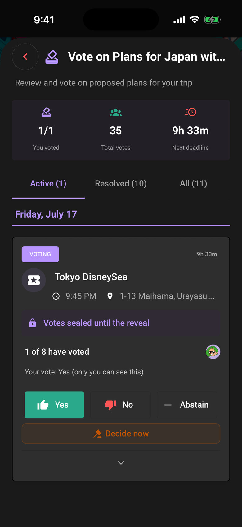 Limbo: Sealed voting (dark theme)